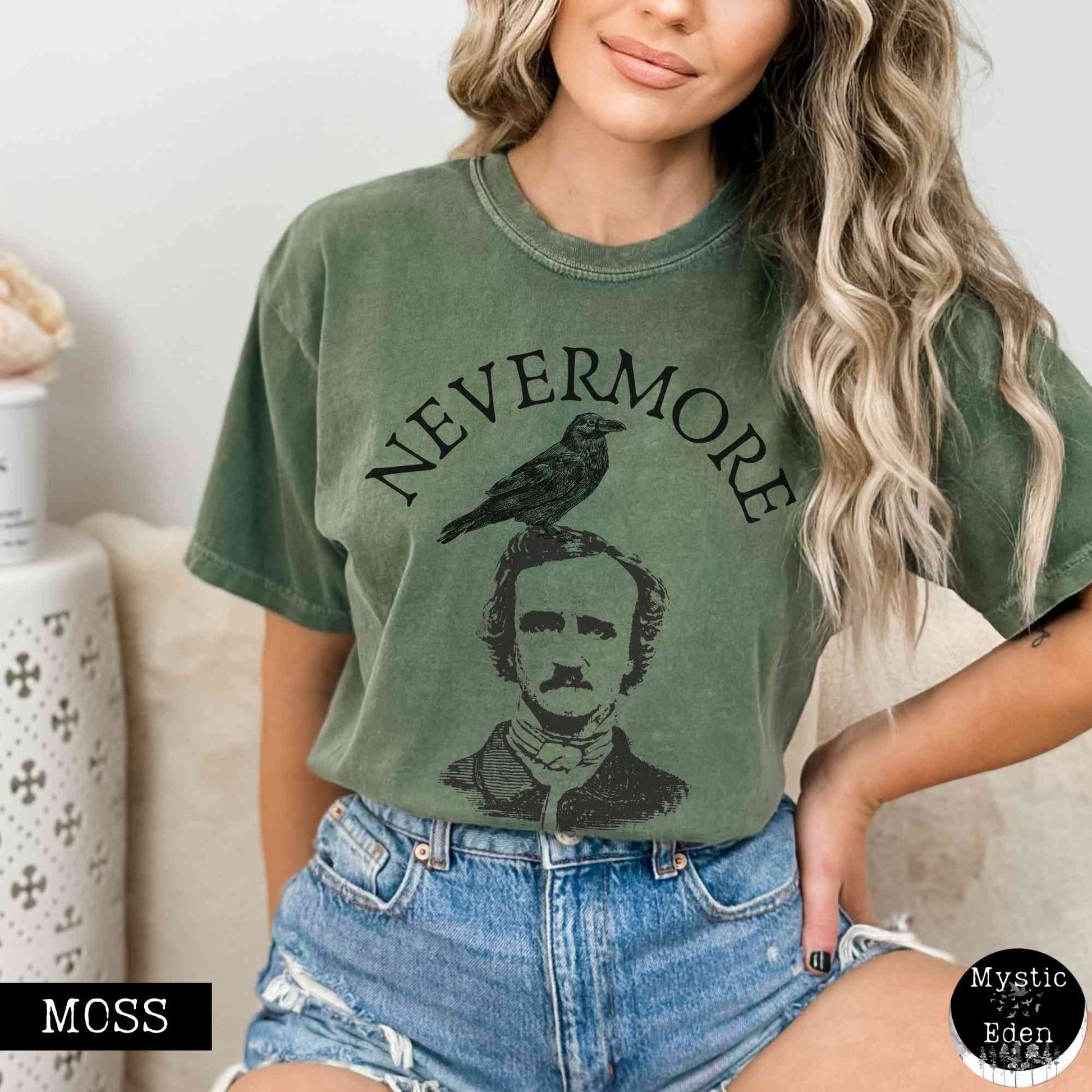 T-Shirt Moss / S Nevermore Edgar Allan Poe T-Shirt The Mystic Eden