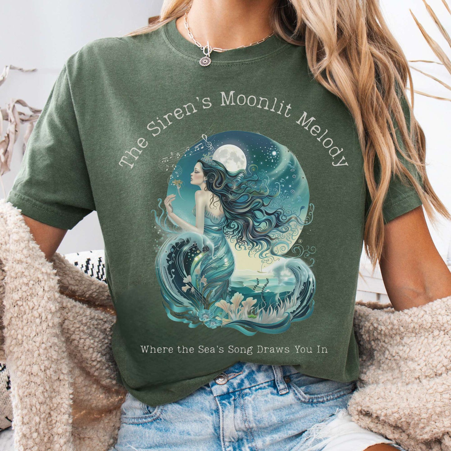 T-Shirt Moss / S The Siren's Moonlit Melody Mythology Tee The Mystic Eden