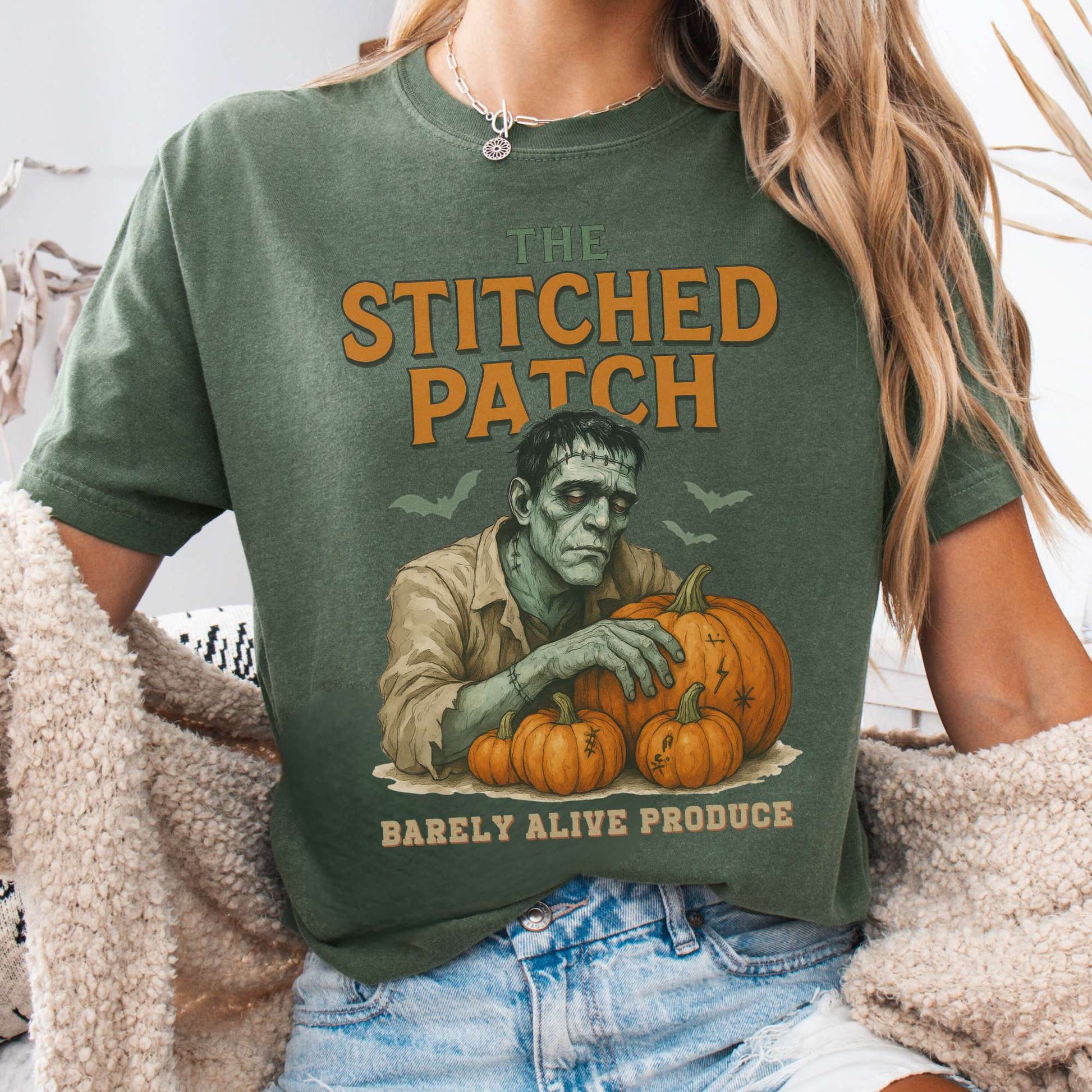 T-Shirt Moss / S The Stitched Patch Frankenstein Shirt The Mystic Eden