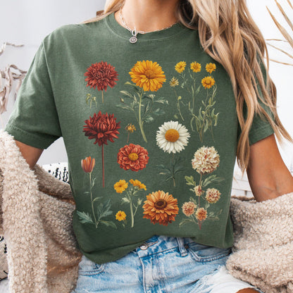 T-Shirt Moss / S Vintage Botanical Fall Floral Shirt The Mystic Eden