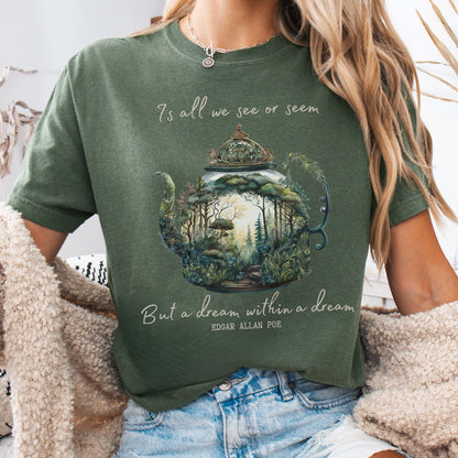 T-Shirt Moss / S Vintage Edgar Allan Poe Shirt Dream Within A Dream The Mystic Eden