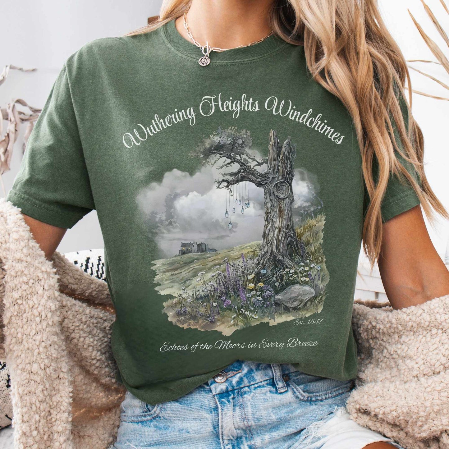 T-Shirt Moss / S Wuthering Heights Windchimes Tee The Mystic Eden
