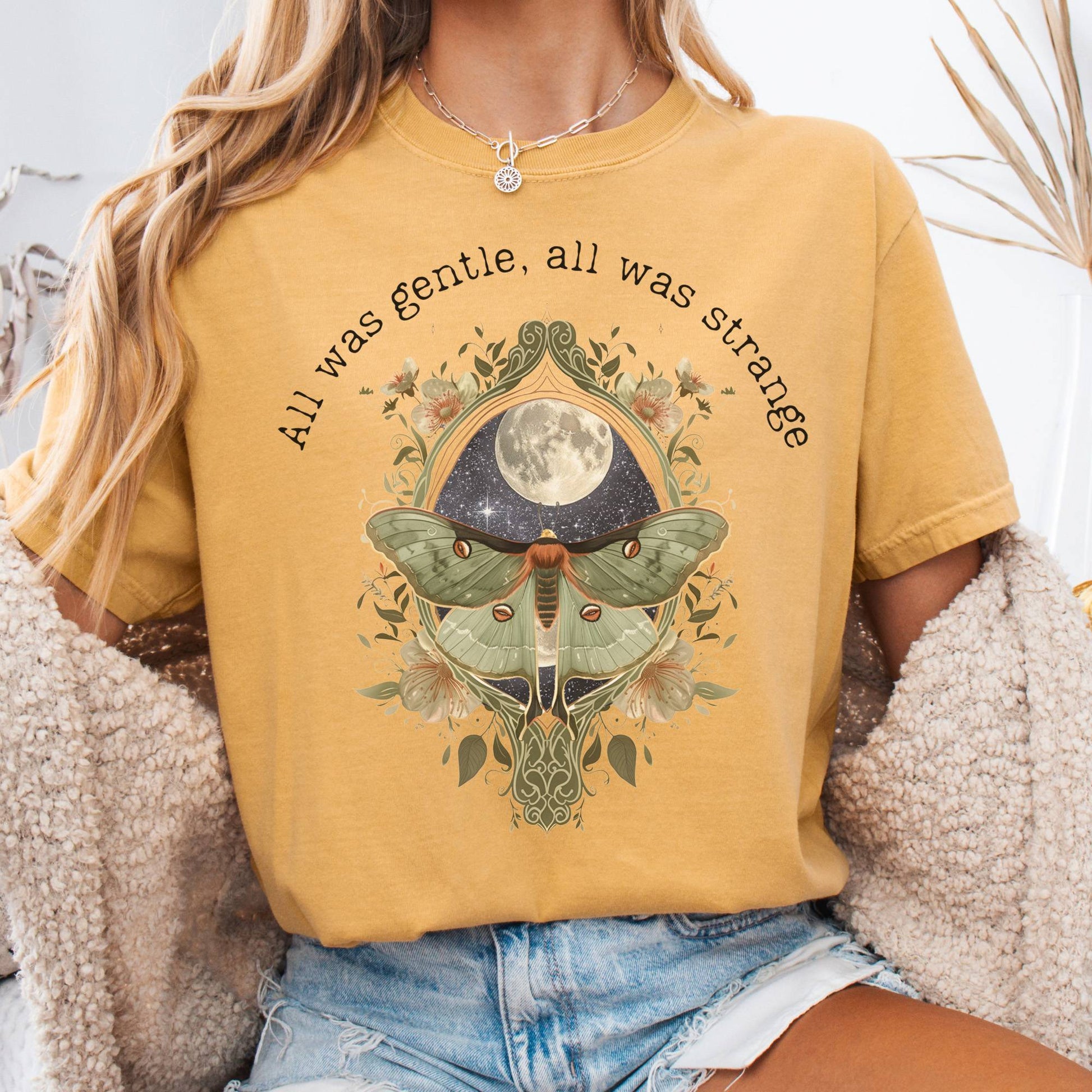 T-Shirt Mustard / S All Was Gentle All Was Strange Edgar Allan Poe Tee The Mystic Eden