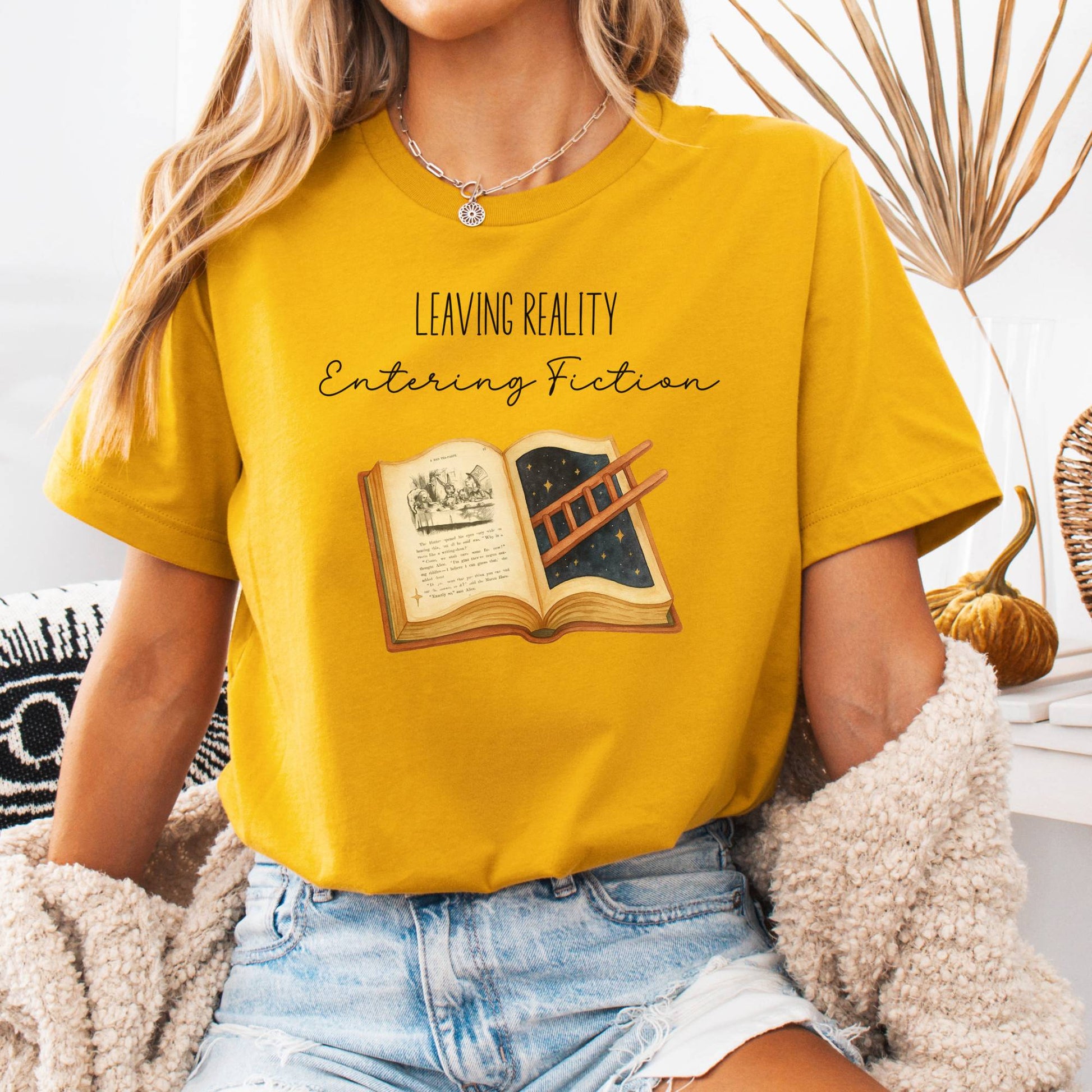 T-Shirt Mustard / S Entering Fiction Bella + Canvas Tee – Literary Escape Tee The Mystic Eden