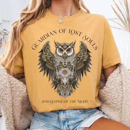T-Shirt Mustard / S Guardian of Lost Souls Mythic Owl Tee The Mystic Eden