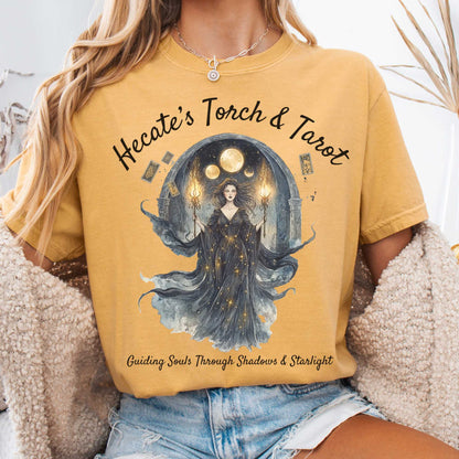 T-Shirt Mustard / S Hecate's Torch and Tarot Goddess Shirt The Mystic Eden