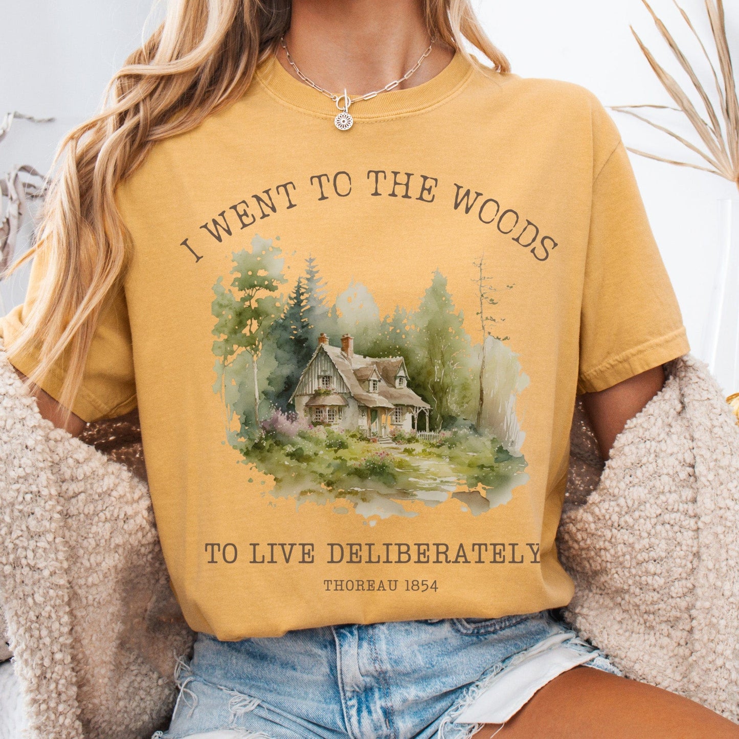 T-Shirt Mustard / S I Went To the Woods To Live Deliberately Cottage Edition T-Shirt The Mystic Eden