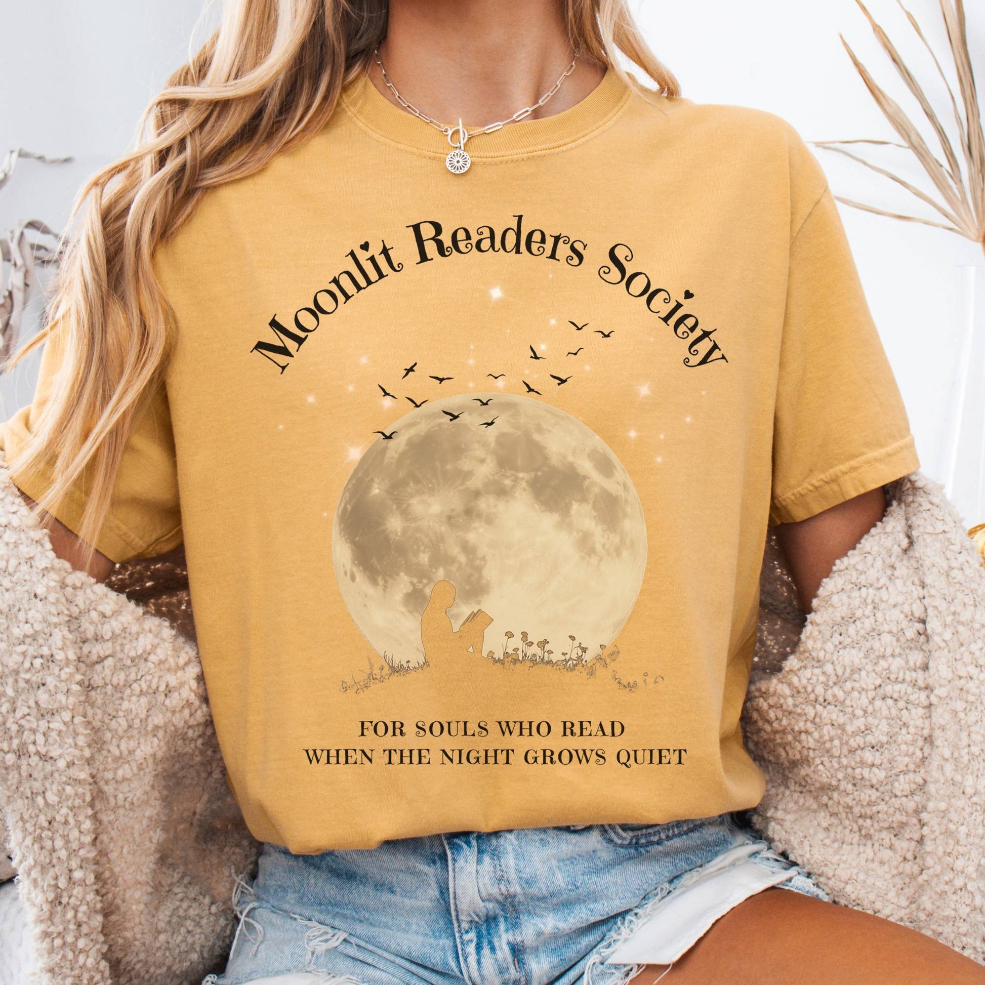 T-Shirt Mustard / S Moonlit Readers Society Tee The Mystic Eden