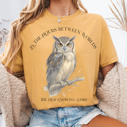 T-Shirt Mustard / S The Old Knowing Stirs Mystical Owl Tee The Mystic Eden