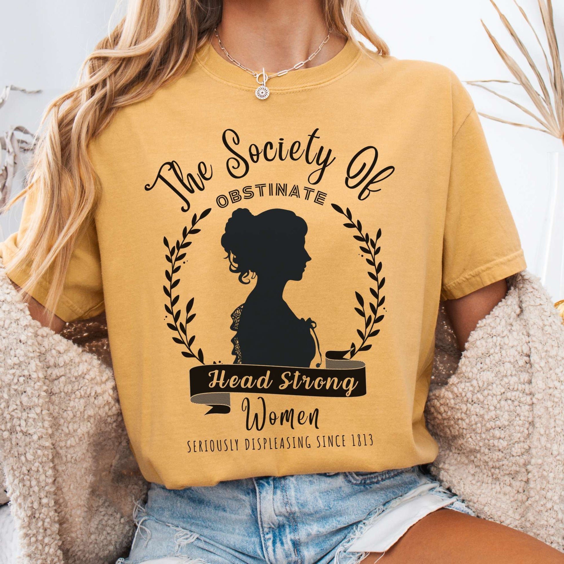 T-Shirt Mustard / S The Society of Obstinate Head Strong Women Jane Austen Shirt The Mystic Eden