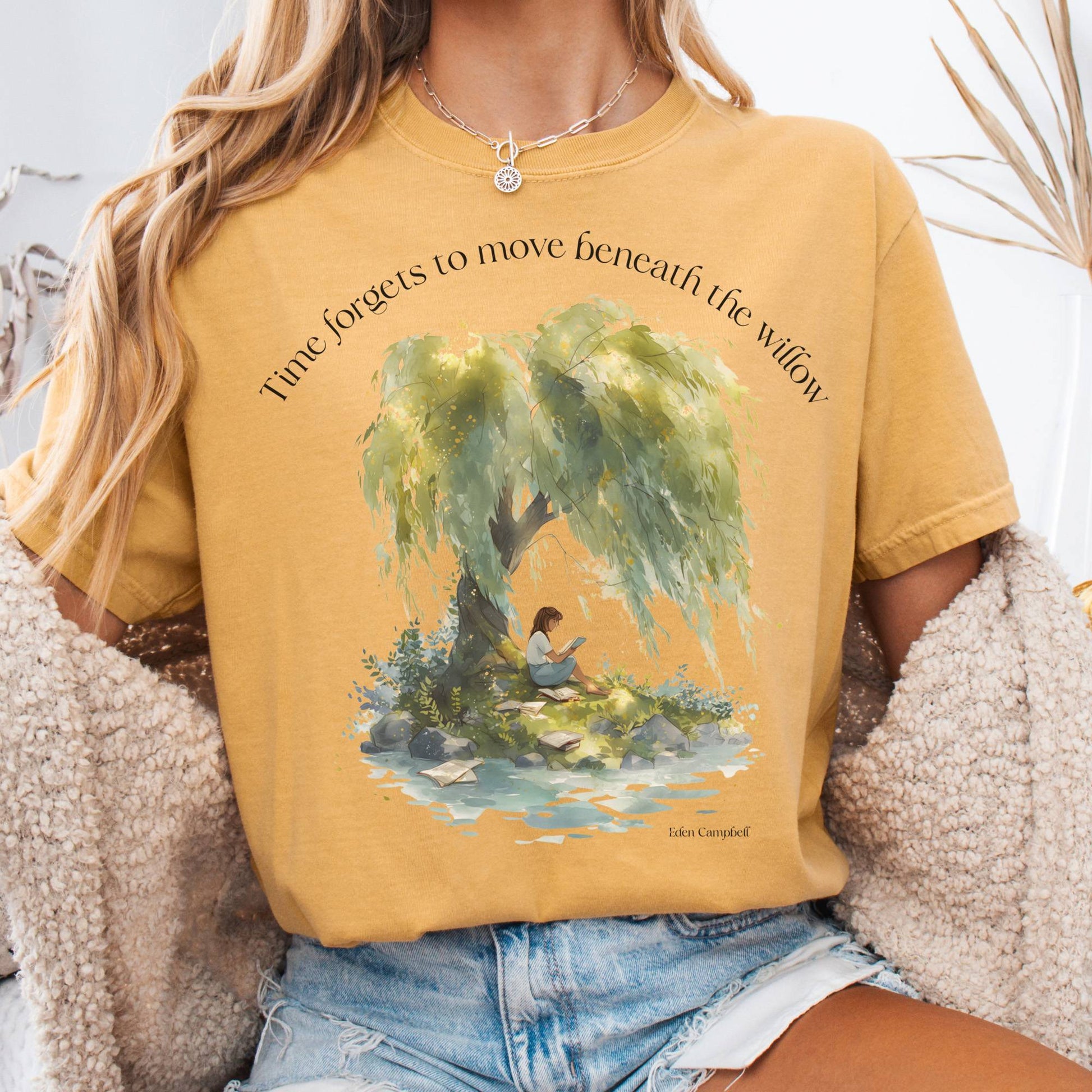 T-Shirt Mustard / S Time Forgets to Move Beneath the Willow Tee The Mystic Eden