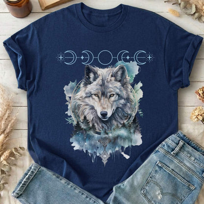 T-Shirt Navy / S Moonlit Wolf T-Shirt The Mystic Eden