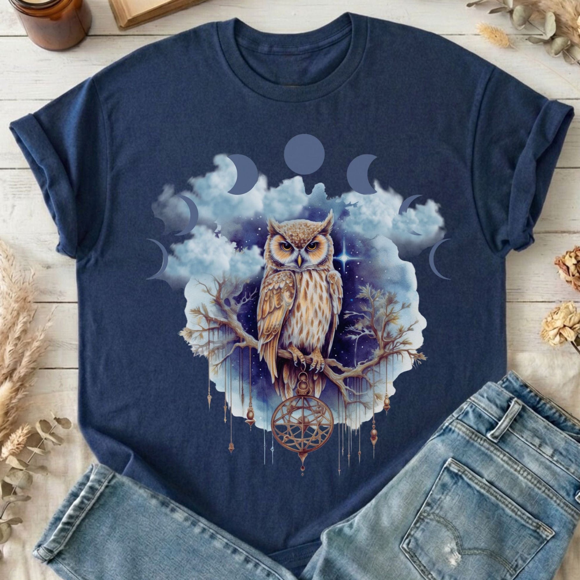 T-Shirt Navy / S Mystical Owl T-Shirt The Mystic Eden