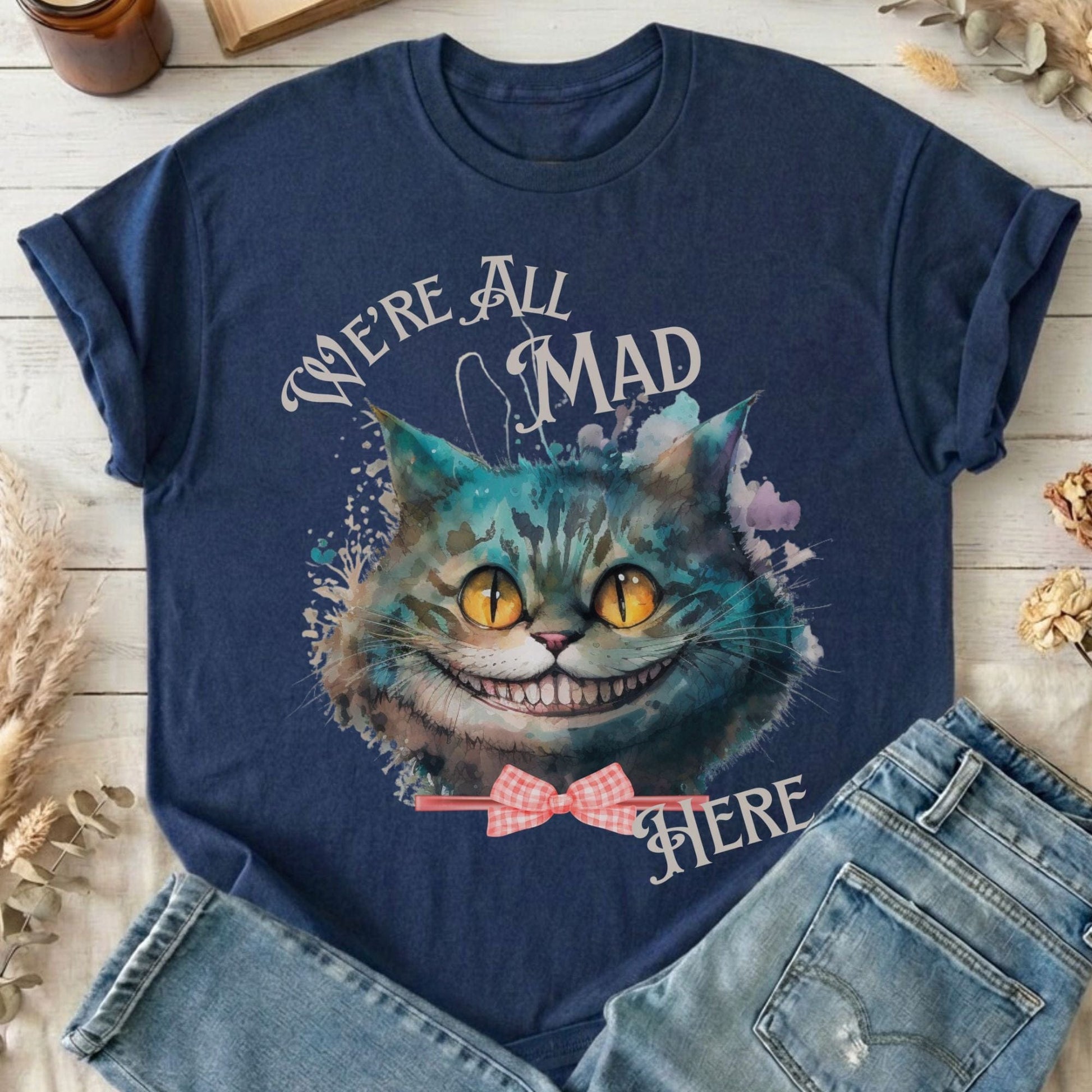 T-Shirt Navy / S We're All Mad Here Cheshire Cat T-Shirt The Mystic Eden