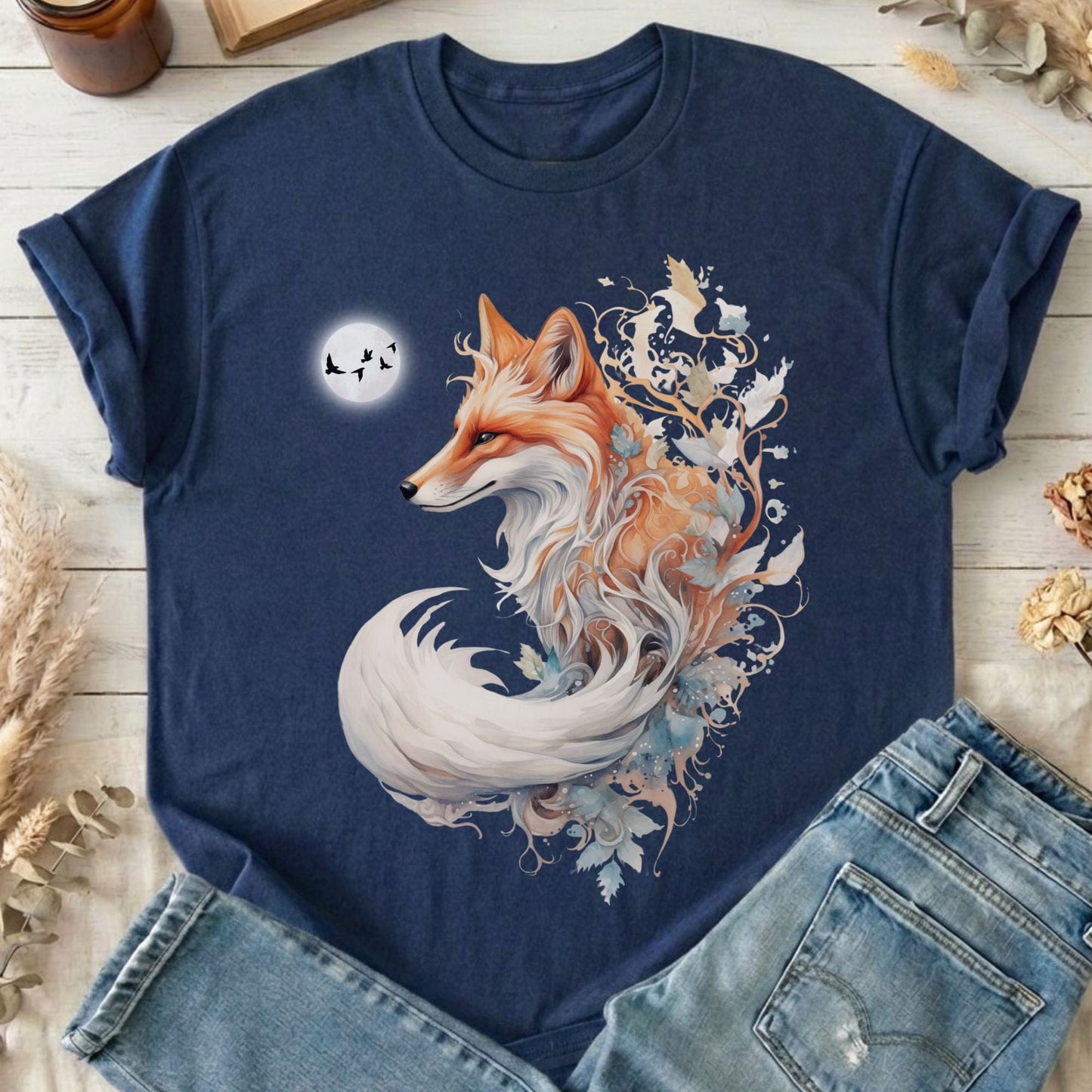 T-Shirt Navy / S Whimsical Fox T-Shirt The Mystic Eden