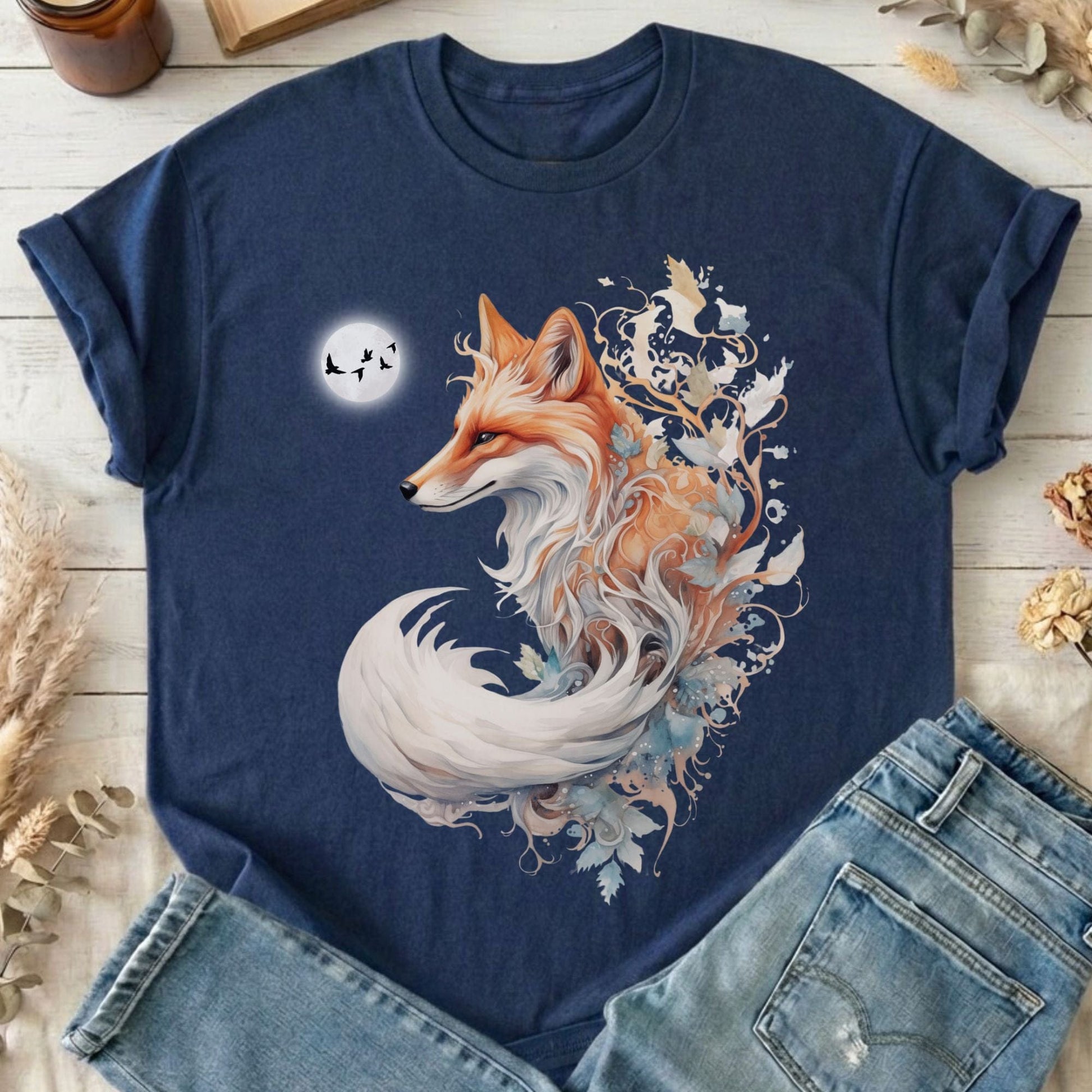 T-Shirt Navy / S Whimsical Fox T-Shirt The Mystic Eden