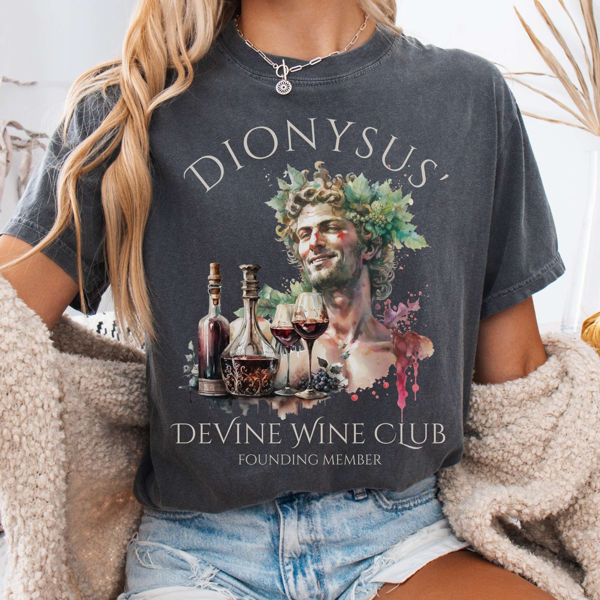 T-Shirt Pepper / S Dionysus Devine Wine Club Mythology Tee The Mystic Eden