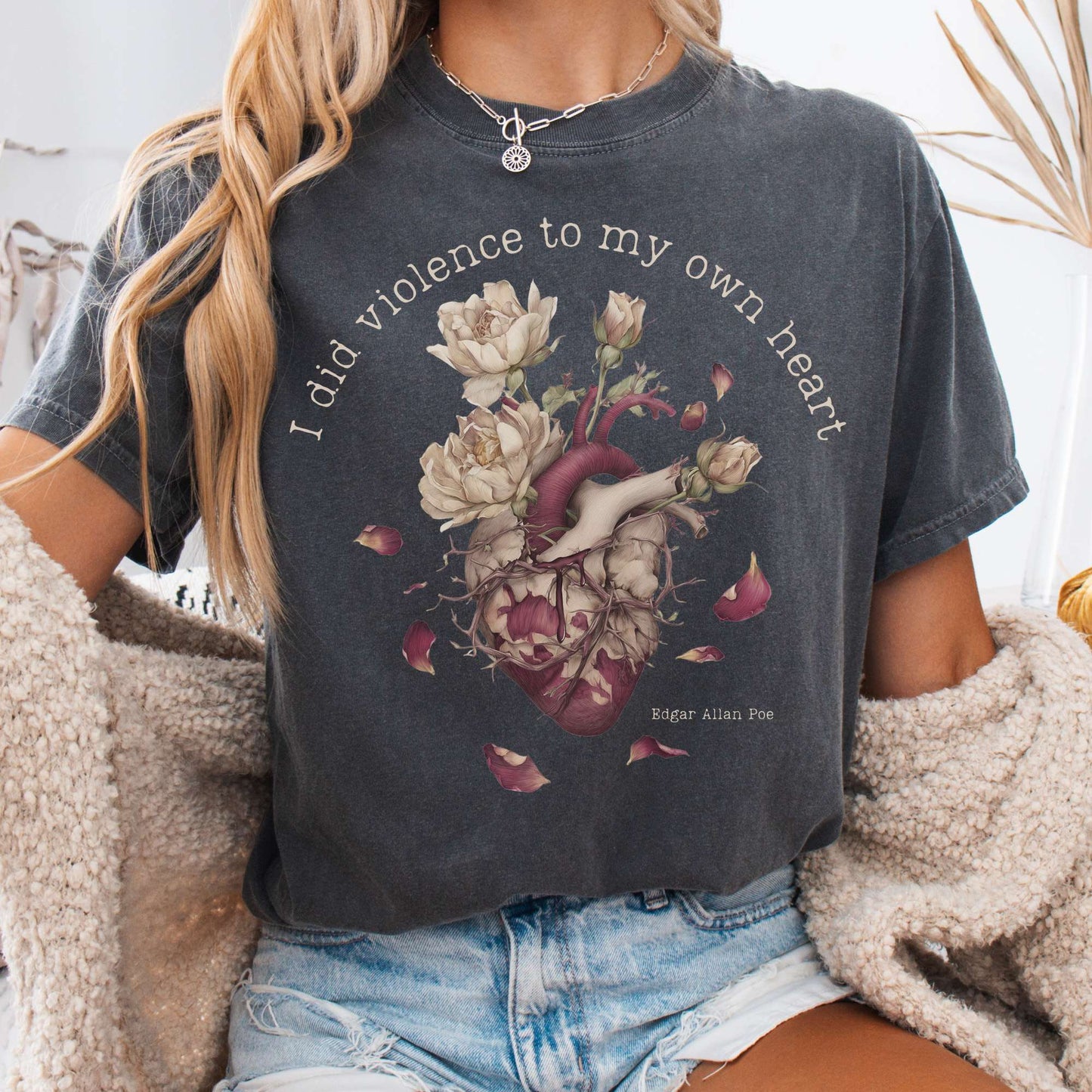 T-Shirt Pepper / S I Did Violence To My Own Heart Edgar Allan Poe Tee The Mystic Eden