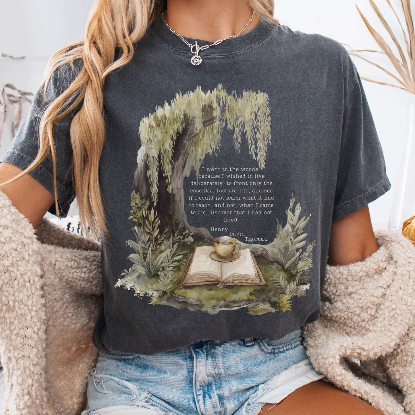 T-Shirt Pepper / S I Went to the Woods Henry David Thoreau Tee The Mystic Eden