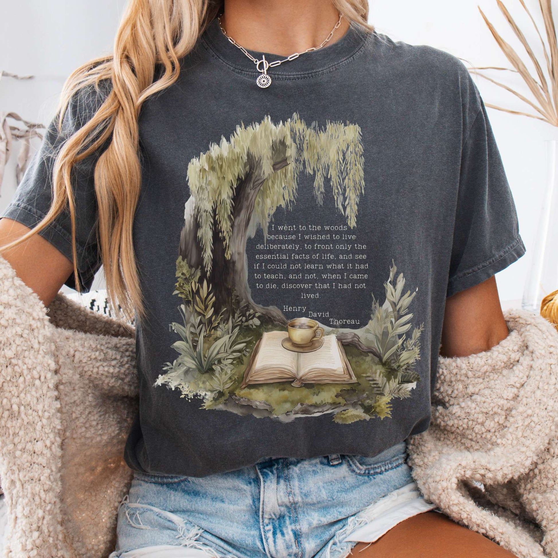 T-Shirt Pepper / S I Went to the Woods Henry David Thoreau Tee The Mystic Eden