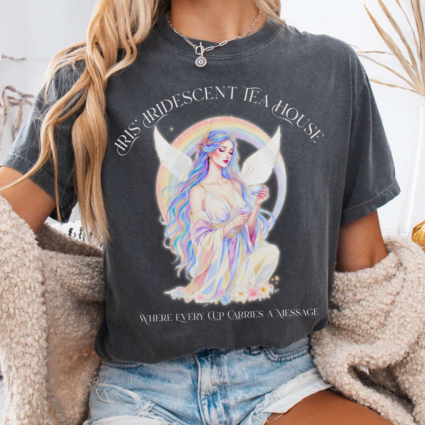 T-Shirt Pepper / S Iris’ Iridescent Tea House Mythology Tee The Mystic Eden