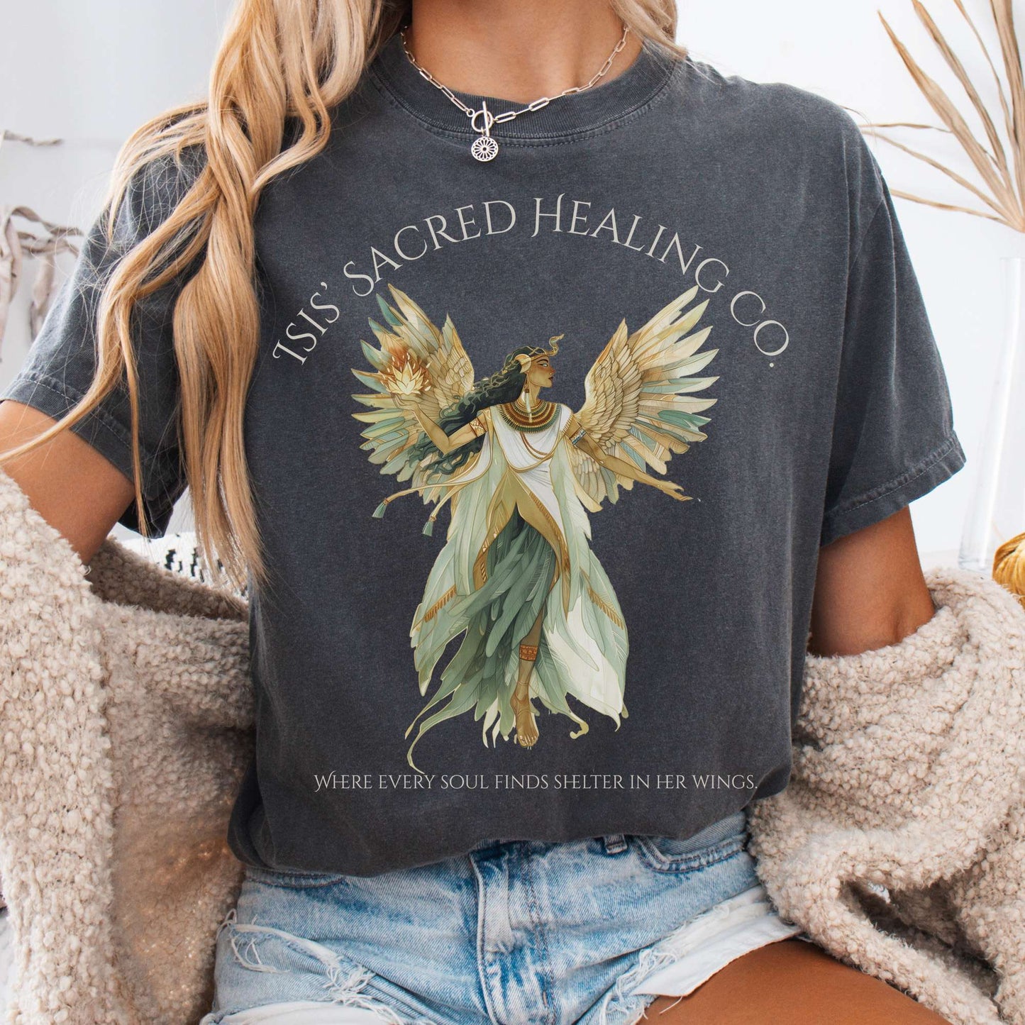T-Shirt Pepper / S Isis' Sacred Healing Co Egyptian Mythology Tee The Mystic Eden