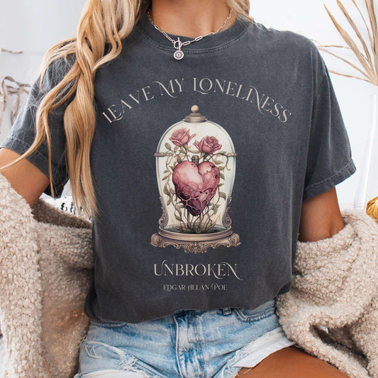 T-Shirt Pepper / S Leave My Loneliness Unbroken T-Shirt – Poe Gothic Romance Tee The Mystic Eden