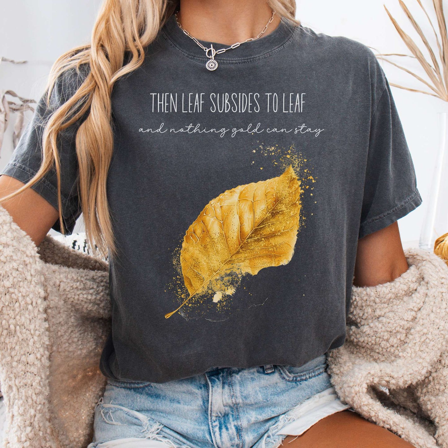 T-Shirt Pepper / S Nothing Gold Can Stay Robert Frost Tee The Mystic Eden