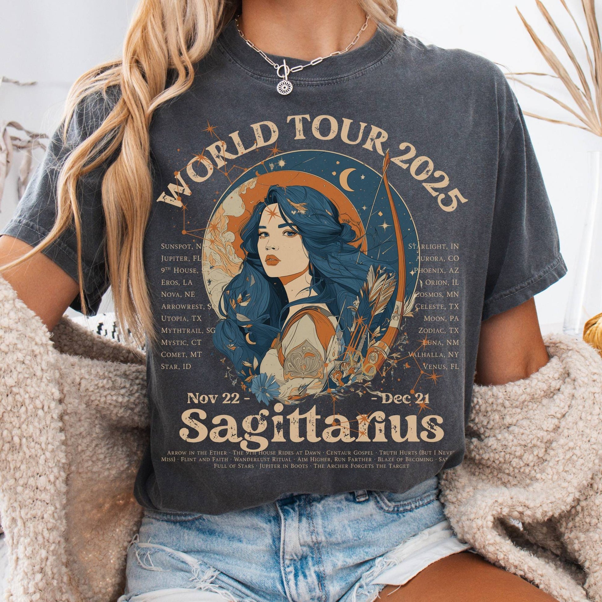 T-Shirt Pepper / S Sagittarius Concert T-Shirt - Zodiac World Tour 2025 Shirt The Mystic Eden