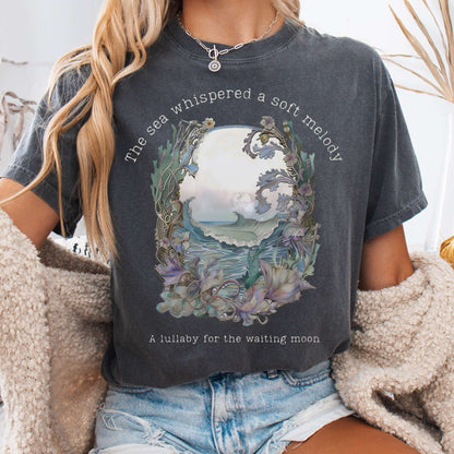 T-Shirt Pepper / S Sea Lullaby for the Waiting Moon Poetry Tee The Mystic Eden