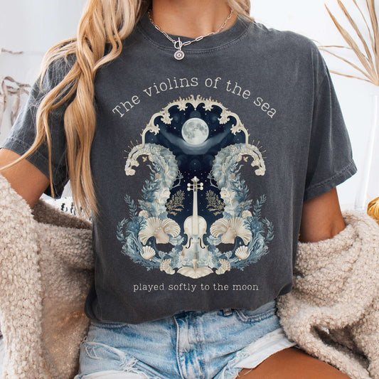 T-Shirt Pepper / S The Violins of the Sea Played Softly to the Moon Poetry Tee The Mystic Eden