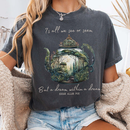 T-Shirt Pepper / S Vintage Edgar Allan Poe Shirt Dream Within A Dream The Mystic Eden