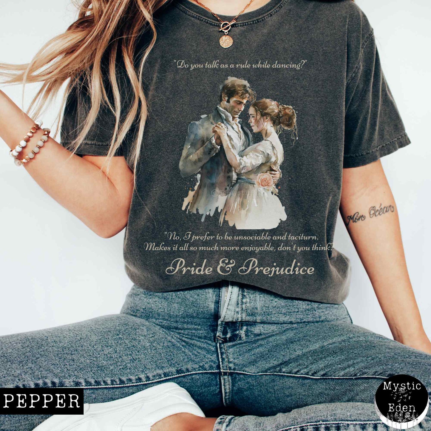 T-Shirt Pepper / S Vintage Pride & Prejudice T-shirt The Mystic Eden