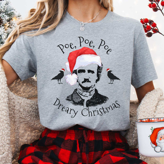 T-Shirt Poe, Poe, Poe - Dreary Christmas Tee The Mystic Eden