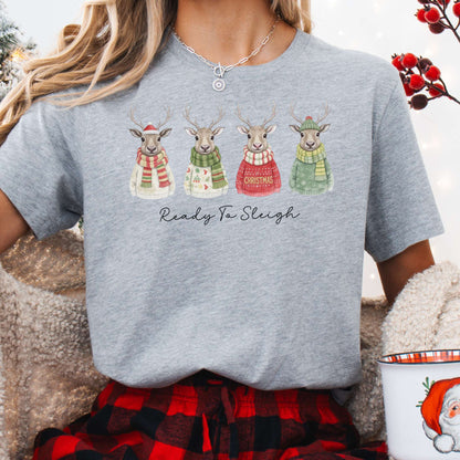 T-Shirt Ready to Sleigh — Festive Reindeer Christmas Tee The Mystic Eden