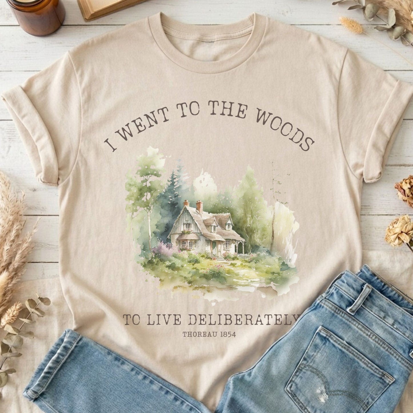T-Shirt Sand / S I Went To the Woods To Live Deliberately Thoreau T-Shirt The Mystic Eden
