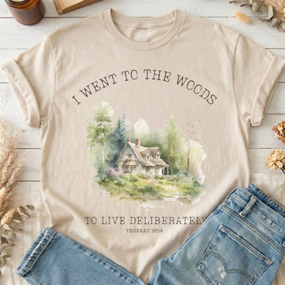 T-Shirt Sand / S I Went To the Woods To Live Deliberately Thoreau T-Shirt The Mystic Eden