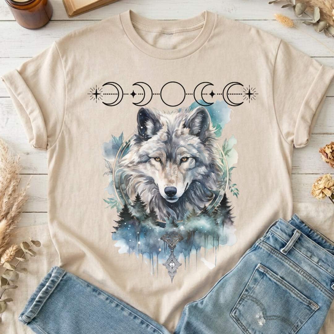 T-Shirt Sand / S Moonlit Wolf T-Shirt The Mystic Eden