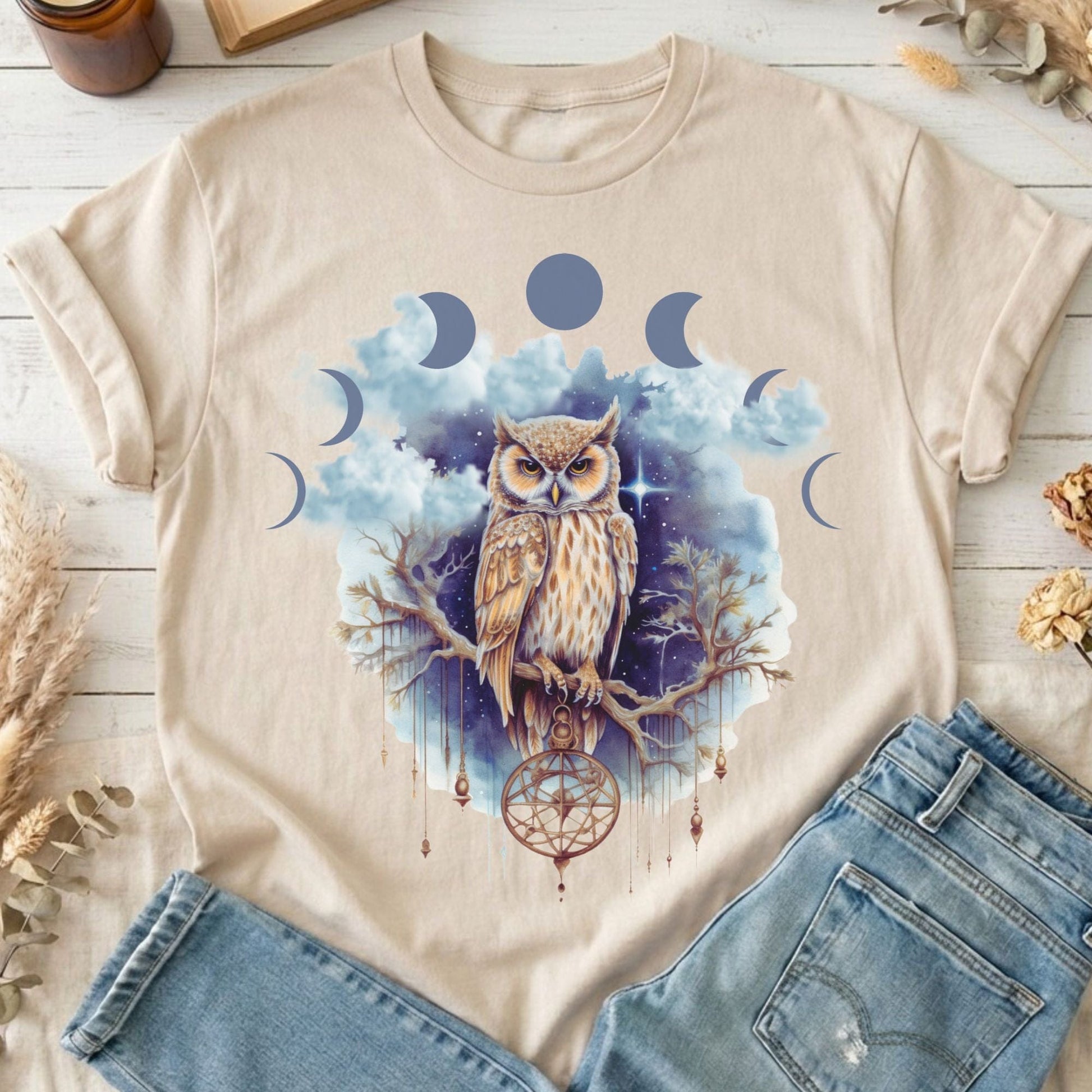 T-Shirt Sand / S Mystical Owl T-Shirt The Mystic Eden