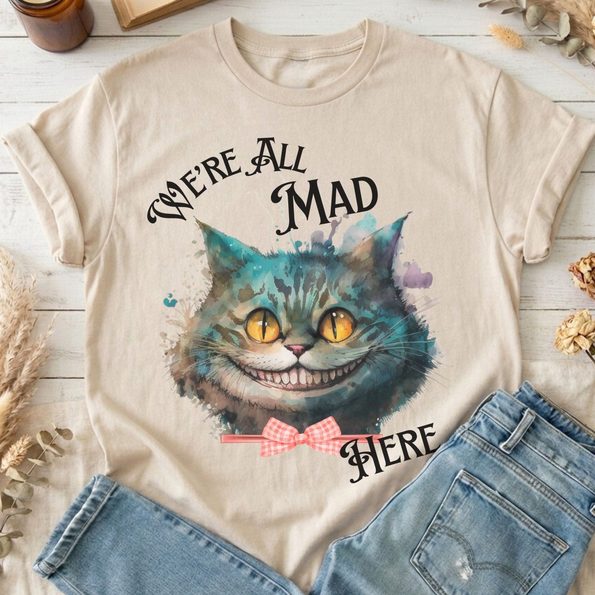T-Shirt Sand / S We're All Mad Here Cheshire Cat T-Shirt The Mystic Eden