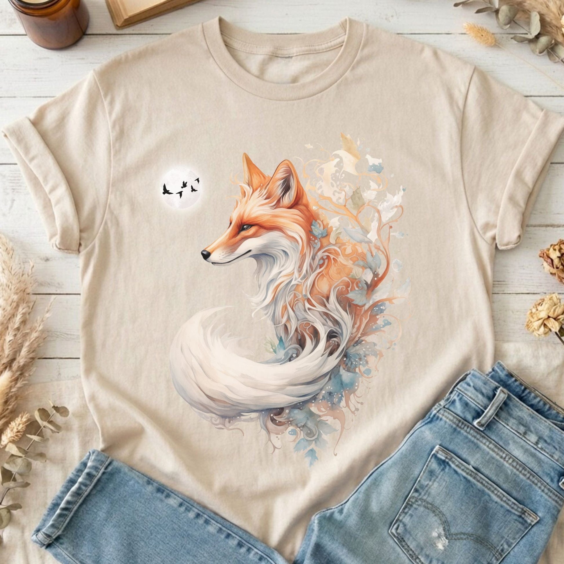 T-Shirt Sand / S Whimsical Fox T-Shirt The Mystic Eden