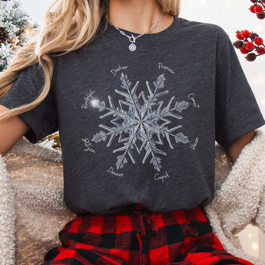 T-Shirt Snowflake Reindeer Christmas Tee The Mystic Eden