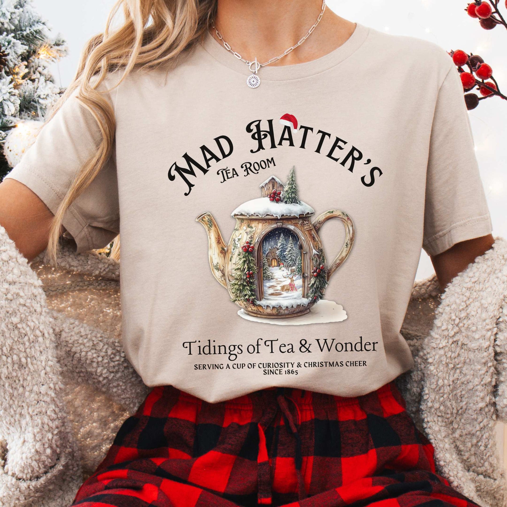 T-Shirt Tan / XS Mad Hatter's Tea Room Christmas Edition Tee The Mystic Eden