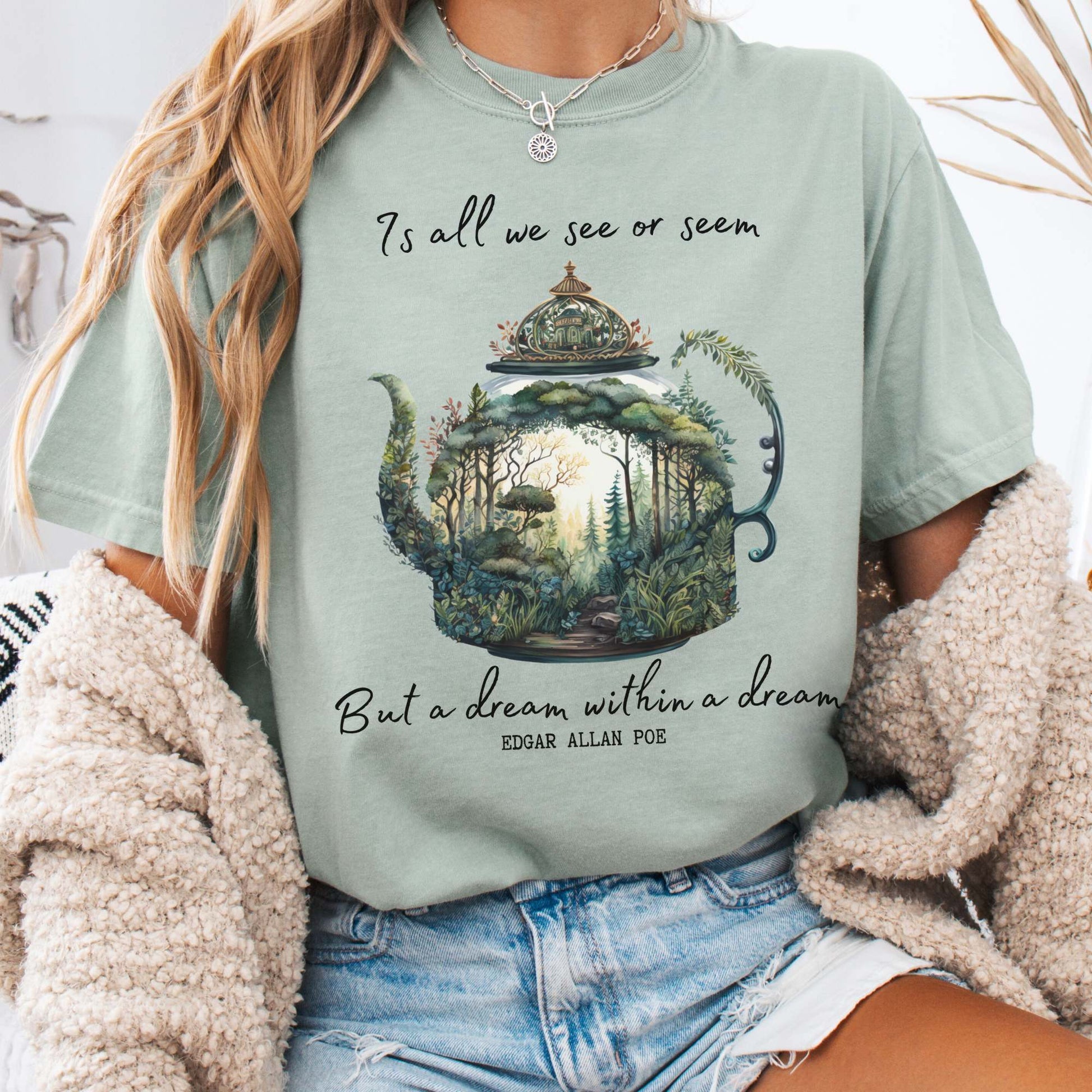 T-Shirt Vintage Edgar Allan Poe Shirt Dream Within A Dream The Mystic Eden