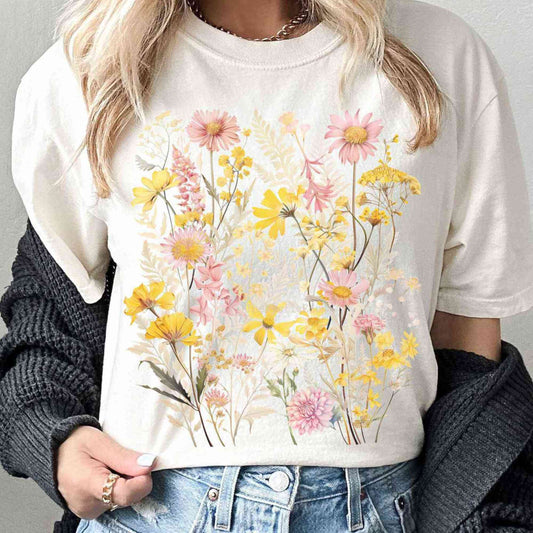 T-Shirt Vintage spring floral wildflowers shirt The Mystic Eden