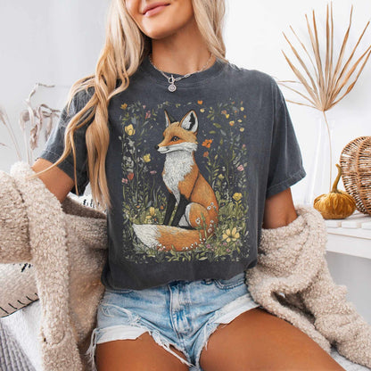 T-Shirt Vintage Style Happy Fox Cottagecore Shirt The Mystic Eden