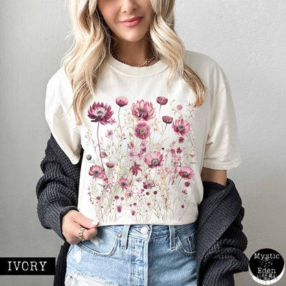 T-Shirt Vintage wildflower maroon floral shirt The Mystic Eden