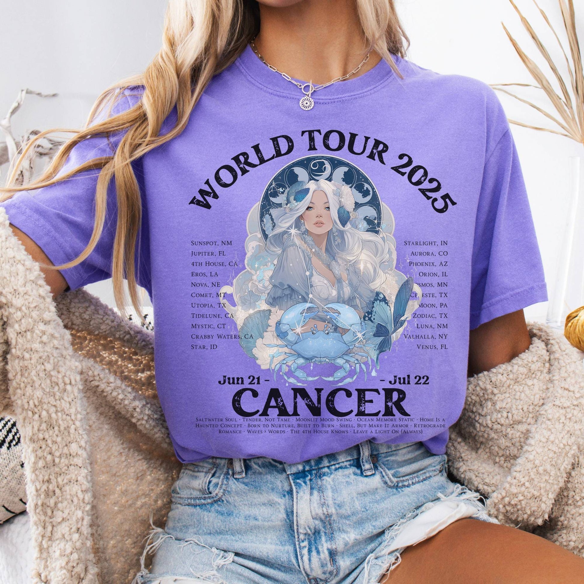 T-Shirt Violet / S Cancer Concert T-Shirt - Zodiac World Tour 2025 Shirt The Mystic Eden