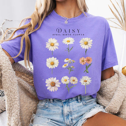 T-Shirt Violet / S Daisy April Birth Month Flower Shirt The Mystic Eden