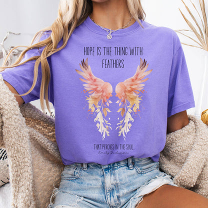 T-Shirt Violet / S Hope is the Thing With Feathers Emily Dickinson T-Shirt – Literary Wings Tee The Mystic Eden